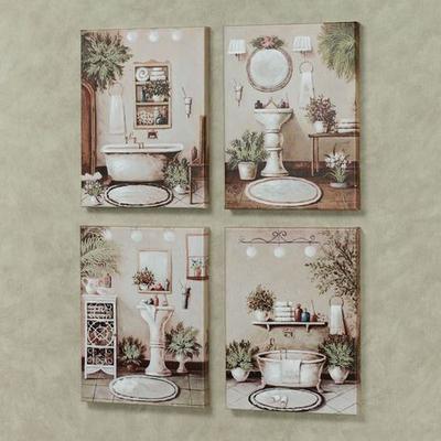 Touch of Class Blissful Bathroom Canvas Wall Art Multi Warm Set of Four, Set of Four, Multi Warm