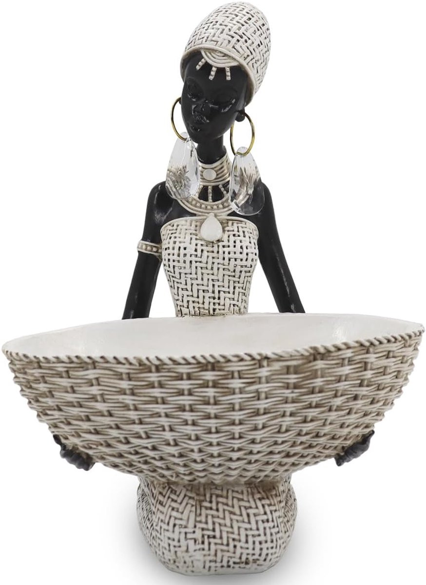 Decoratieve Afrikaanse Vrouwen Beeld - Zwart Tribal Kunst Woondecoratie