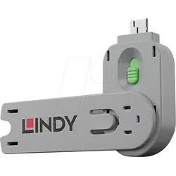 LINDY 40621 - USB-A-Port Schloss (1x Schlüssel, 1x Schloss), grün
