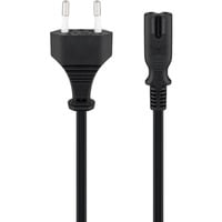 Netzkabel, Eurostecker auf Doppelbuchse schwarz, 3 Meter