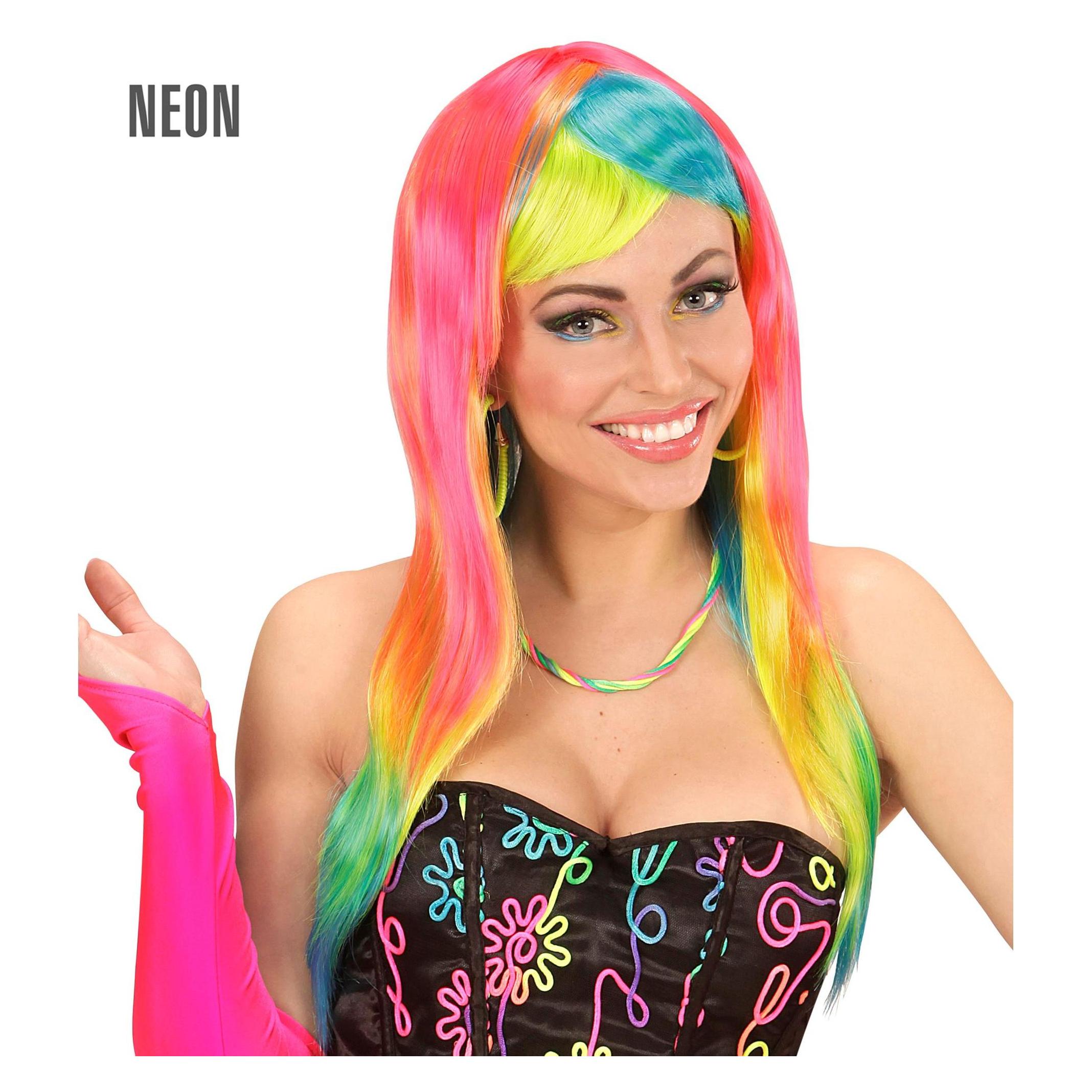 Widmann 04407 - Perücke Neon-Fashion, bunt, Karneval, Mottoparty (4407)