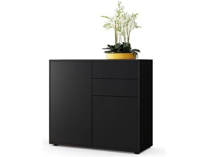 Vladon Commode Buffet Ben Corps en Noir mat - Façades en Noir mat