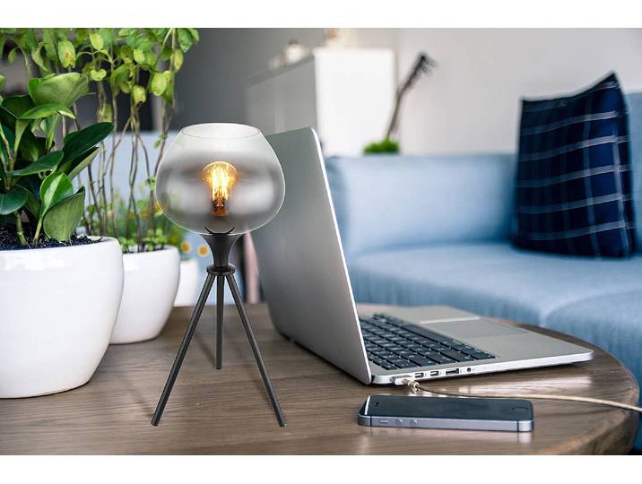 Lampe Maxy Ø 24cm Transparent/Noir Tissu mélangé LED E27