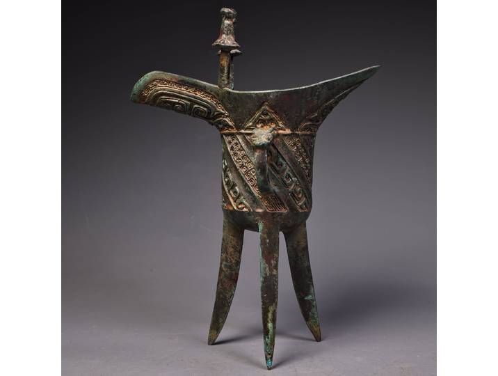 Chine vintage bronzes collection décoration de la maison triangle verre haute poche tasse décoration.