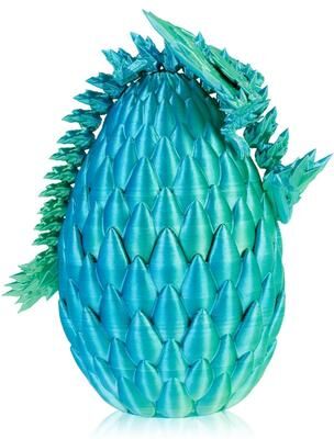 Uplift Essentials 3D Printed Articulated Dragon With Matching Dragon Egg Iridescent Fantasy Ornament lime Green