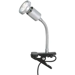 Leselampe Bett Klemme Klemmlampe LED mit Stecker Bettlampe Klemmleuchte warmes Licht, Flexo-Arm, 1x LED 3W 250Lm warmweiß, LxBxH 13x5,5x22 cm