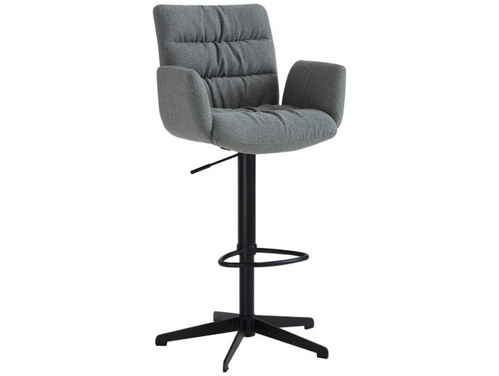 Dieter Knoll Barhocker, Grün, Schwarz, Metall, Drehkreuz, 58x107-125x57 cm, Sitzfläche 360° drehbar, Esszimmer, Barmöbel, Barhocker