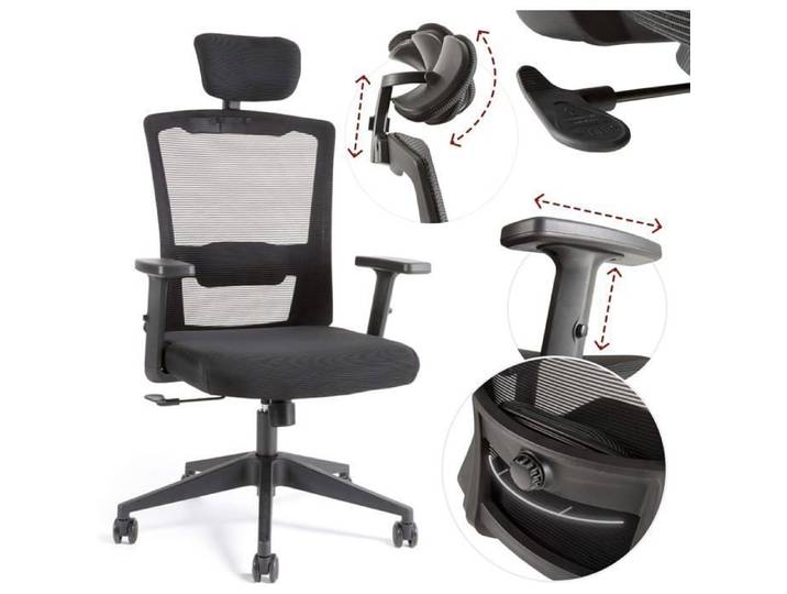 AREBOS Chaise de bureau ergonomique chaise de bureau avec appuie-tête réglable