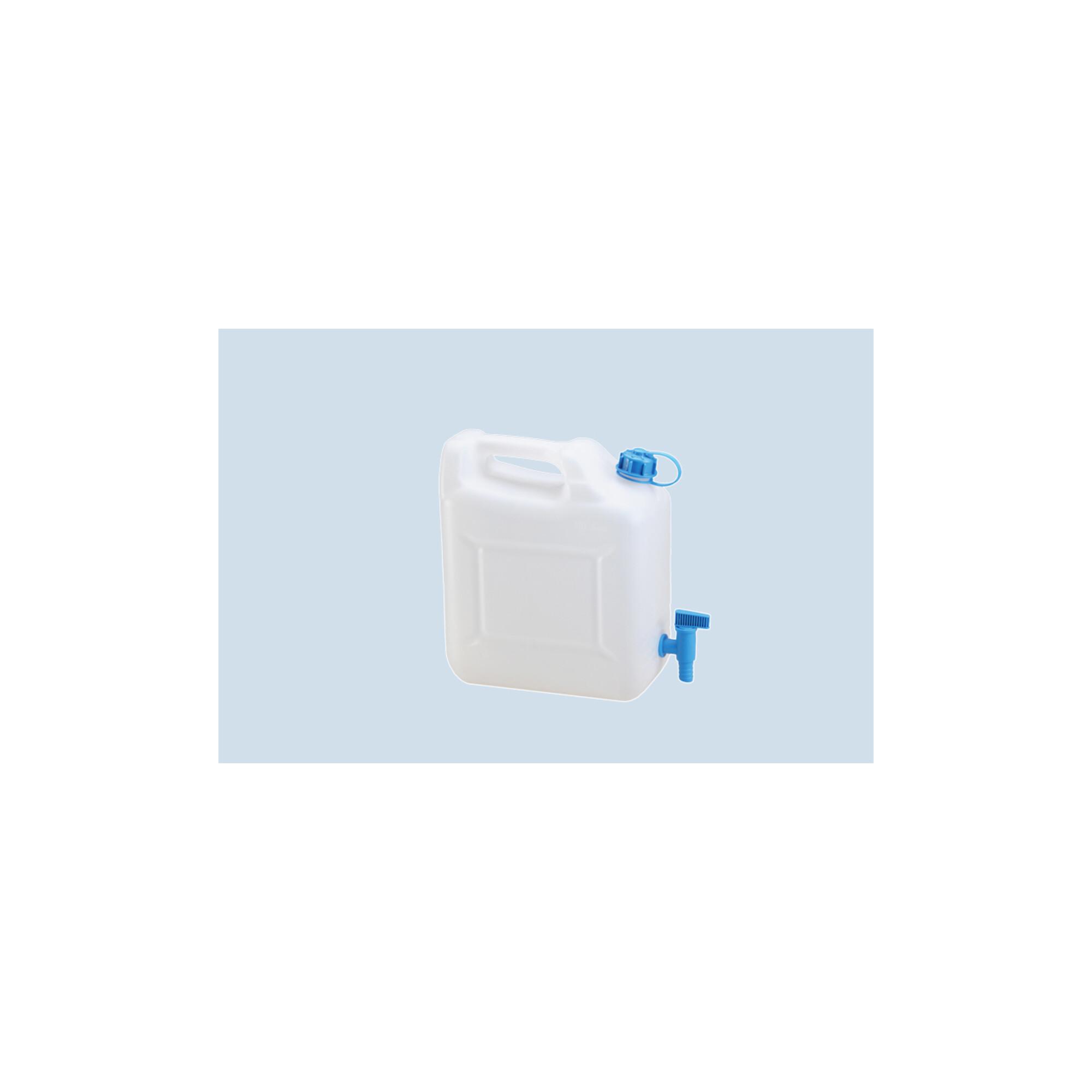 Hünersdorff Wasserkanister ECO 12 L mit Hahn, HD-PE natur, fest montierter Ablasshahn (blau) (817500)