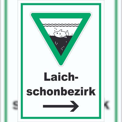 HB-Druck Laichschonbezirk Richtungspfeil rechts Schild A4 (210x297mm)