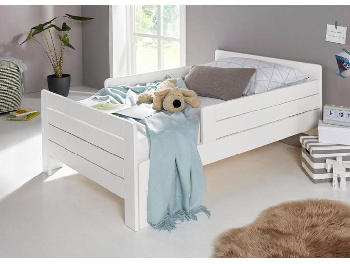 Funktionsbett GOODPRODUCT LOTTE  Kinderbett mit Rausfallschutz, Schublade optional , weiss (weiß), Gewicht bis: 75 kg, Daybetten, Funktionsbett, Mitwachsend, FSC zertifiziertes Massivholz