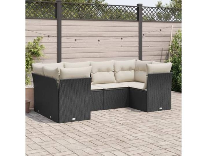 WDGJJFECNMUEHI Résine tressée imperméable Ensemble canapé Noir 52.4 Salon de jardin 6 pieces avec coussins noir resine tissee ensemble modulable exterieur terrasse patio