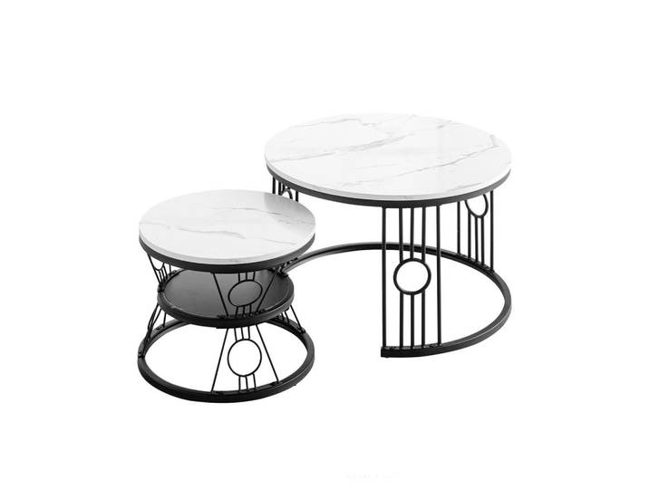 Okwish Couchtisch 2er-Set mit Sicherheitsdesign ohne Lötstellen, Weiß, 70x45x70 cm, Wohnzimmer, Wohnzimmertische, Couchtische