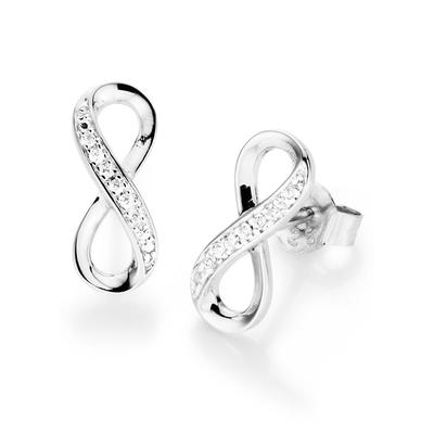 Paar Ohrstecker FIRETTI "Schmuck Geschenk Silber 925 Ohrschmuck Unendlichkeitsschleife/Infinity", silber (silberfarben, kristallweiß), Ohrringe, Damen, Silber 925 (Sterlingsilber), mit Zirkonia (synth.)