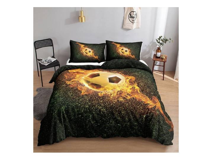 LuxusKollektion Kinderbettwäsche Fußball Bettwäsche Set Flammen 135x200cm