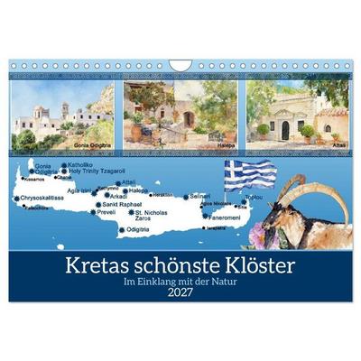 Kretas schönste Klöster (Wandkalender 2027 DIN A4 quer), CALVENDO Monatskalender