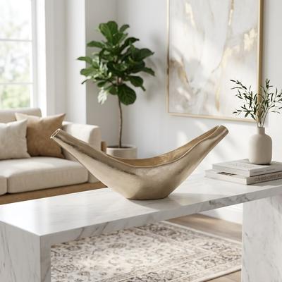 Sagebrook Home "Metal Modern Glam Bowl Sleek Curved Design Stylish Sculptural Form - 20.0"""