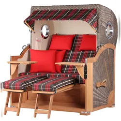 Mr. Deko Strandkorb - bene living - Königssee Teak Bullauge - PE grau - Modell 529 - inkl. Liftersystem