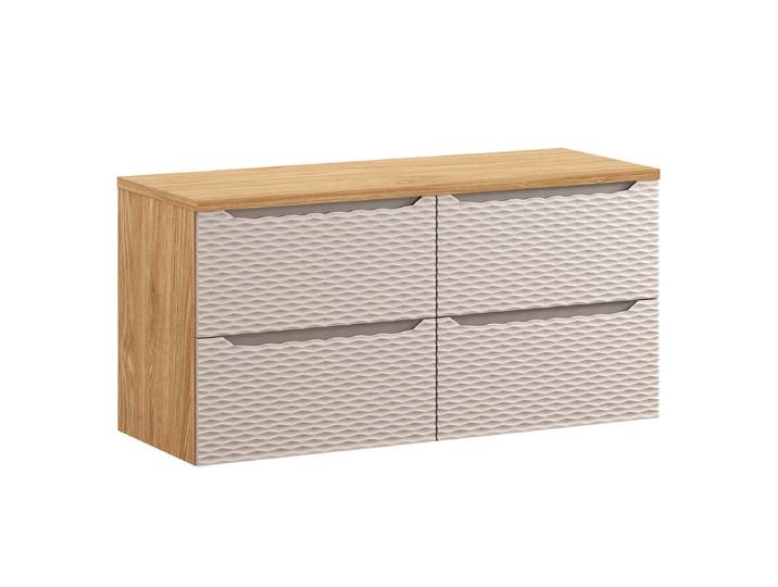 Meuble sous-vasque 120cm 4 tiroirs plan de toilette Elora Beige et bois