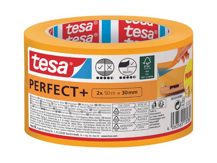 Tesa Malerabdeckband Perfect+ 50 m x 30 mm 2 in 1