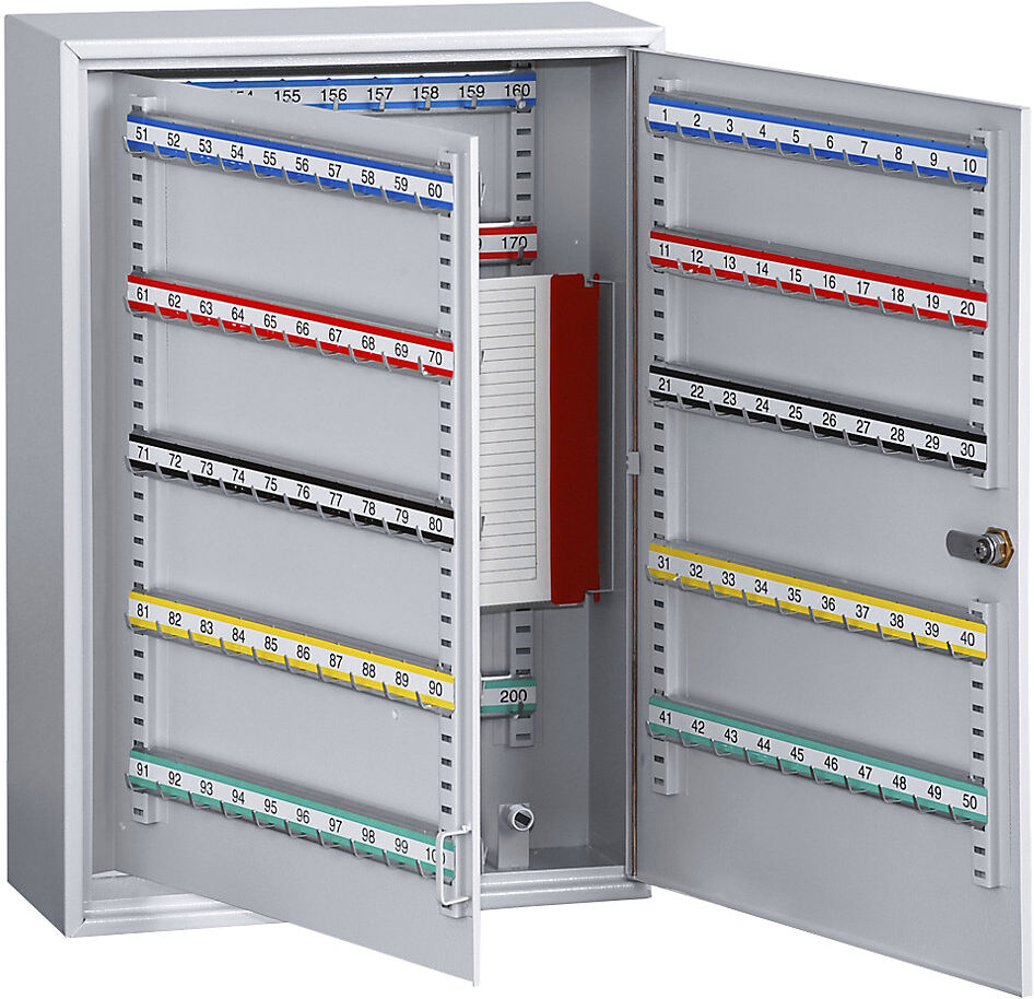 kaiserkraft Schlüsselschrank, 200 Haken, HxBxT 550 x 380 x 140 mm, weißaluminium