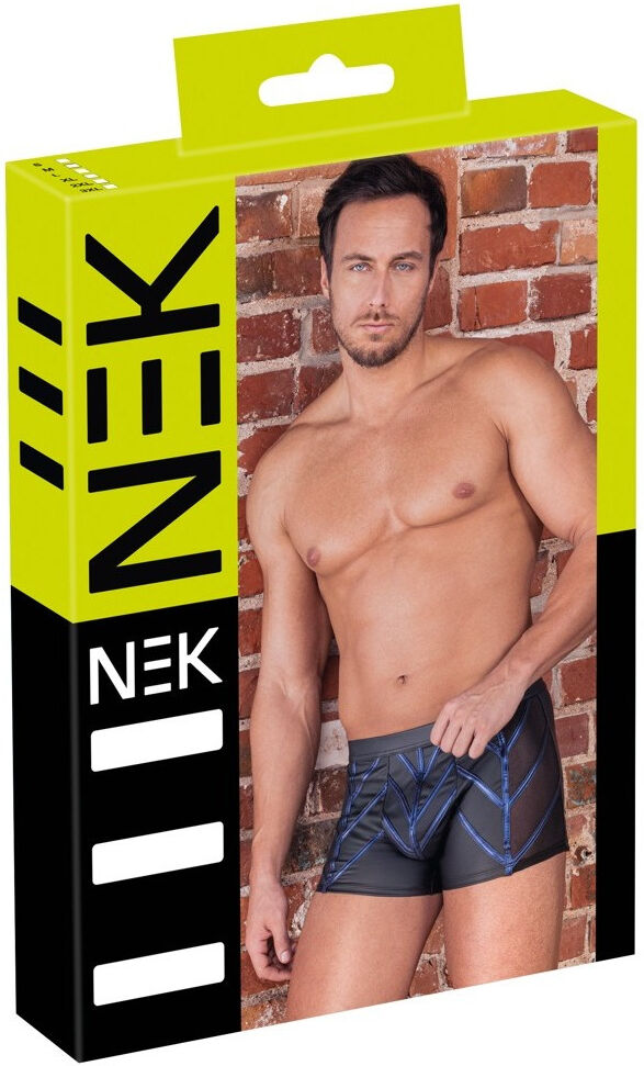 NEK Short avec bandes métalliques bleues et empiècements en filet noir