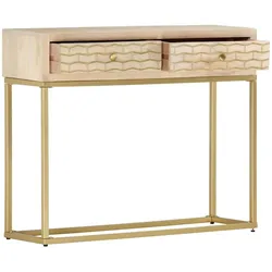 vidaXL Konsolentisch Golden 90 × 30 × 75 cm Massivholz Mango