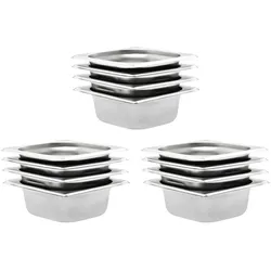 Helloshop26 - 12er Set stapelbare Gastronorm Behälter 176 x 162 x 65 mm praktische Küchenhelfer aus Edelstahl silber 02_0046003
