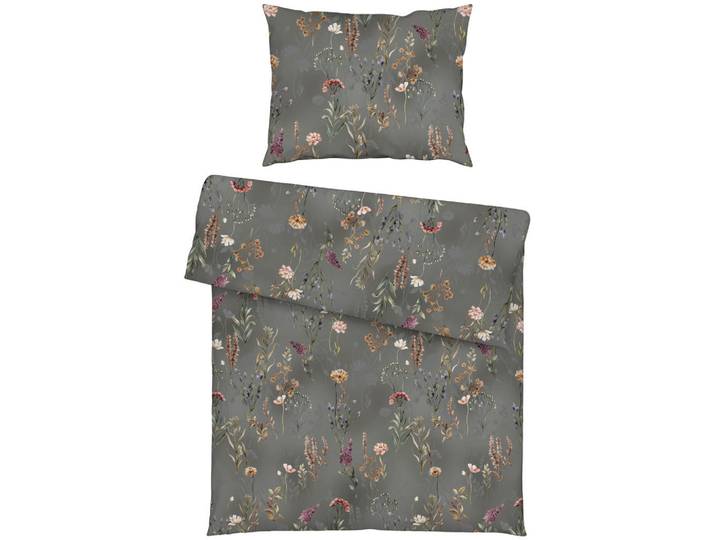 Estella Bettwäsche Luxury, Grau, Floral, 140x200 cm, bügelfrei, atmungsaktiv, weiche und anschmiegsame Oberfläche, Heimtextilien, Bettwäsche & Leintücher, Bettwäsche