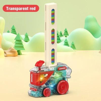 Uplift Treasures Automatic Domino Train Building Toy transparent Red