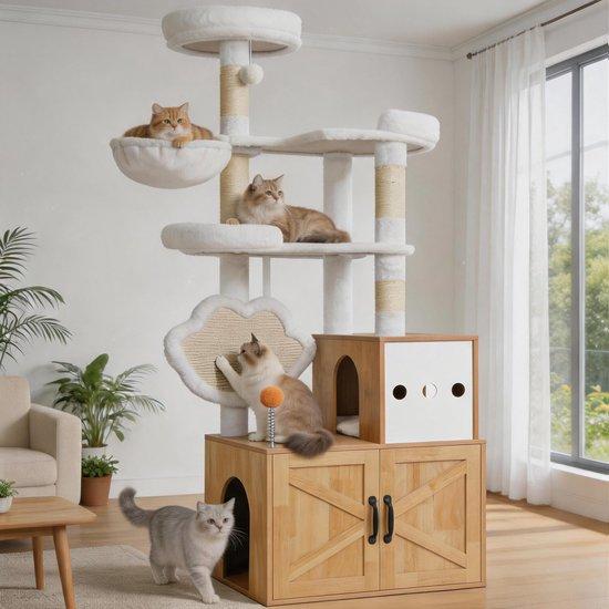 Famanu Kratzbaum für Katzen aus Walnuss - ideal zum Kratzen und Spielen