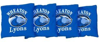 Skip's Garage Wheaton College Lyons Blue Cornhole Bags