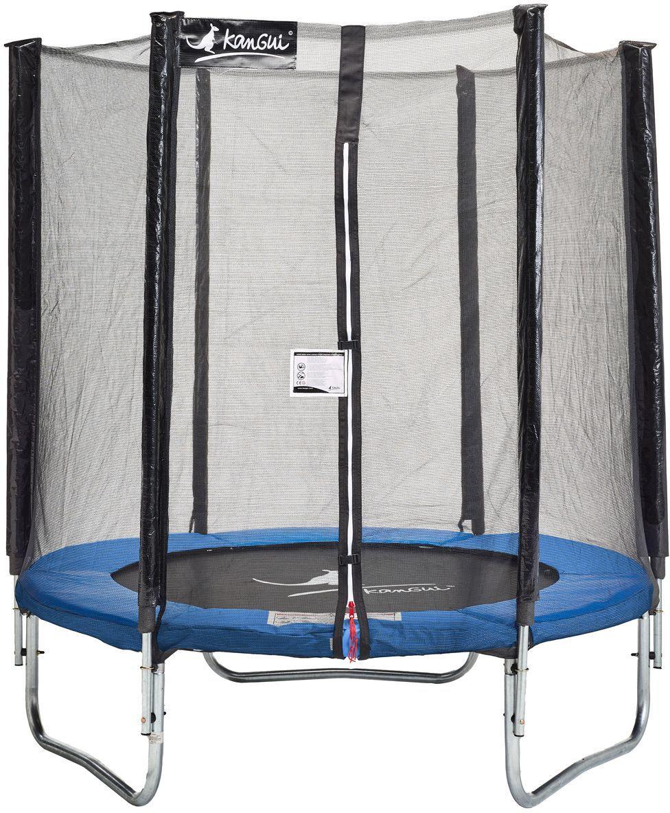 Trampolin, Ø 180 cm, Blau, Mit Sicherheitsnetz, KANGUI, 36 Federn