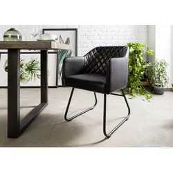 Stuhl Echtleder 55x59x76 schwarz IRON LABEL #17