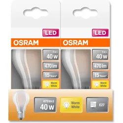6x Osram, Leuchtmittel, Led Retrofit Classic A (E27, 470 lm, 1x)