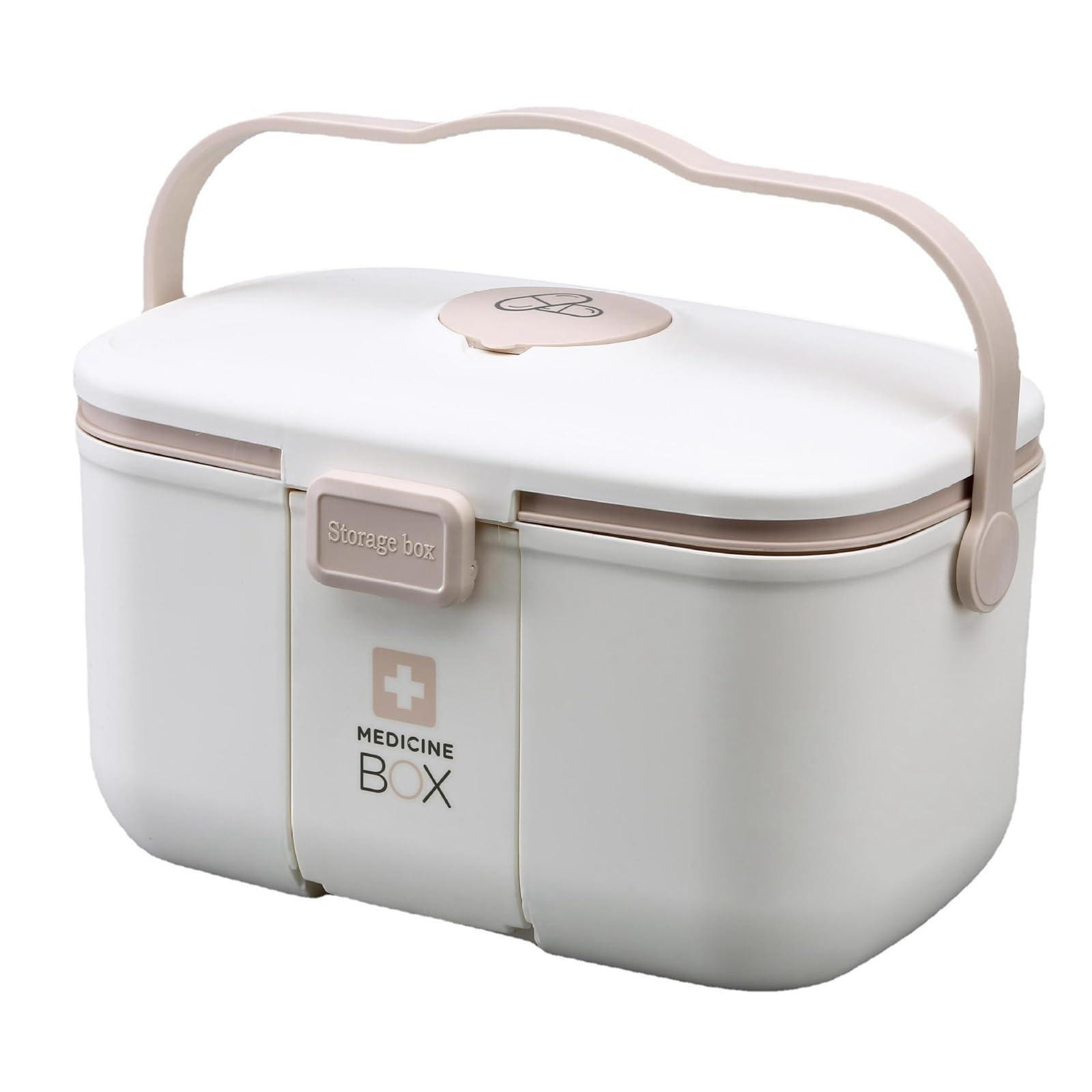 Dripio Medicijnorganizer met deksel en handvatten, wit, B/D/H: 30 x 23 x 20 cm