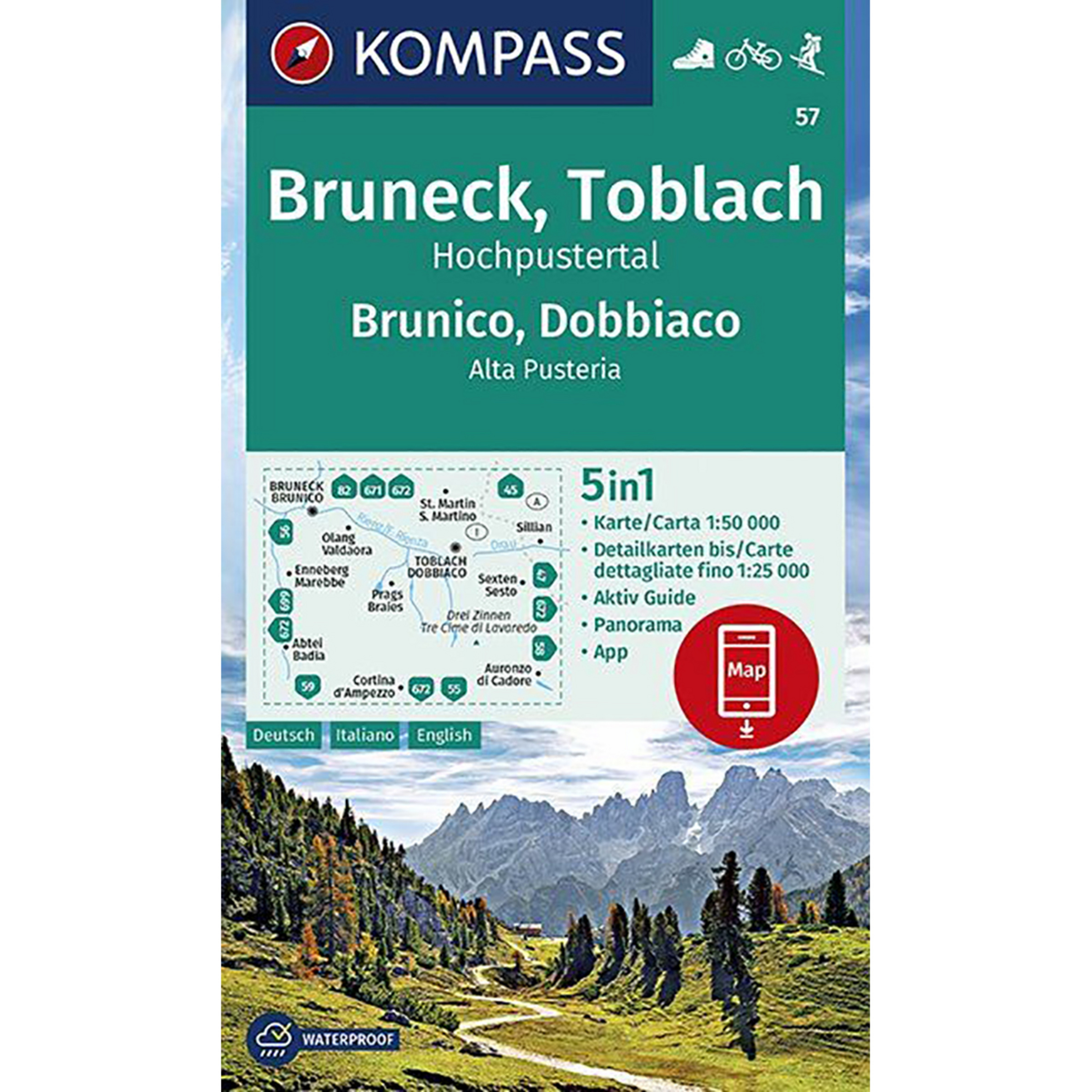 Kompass Verlag WK 57 Bruneck - Toblach Topografische Karten