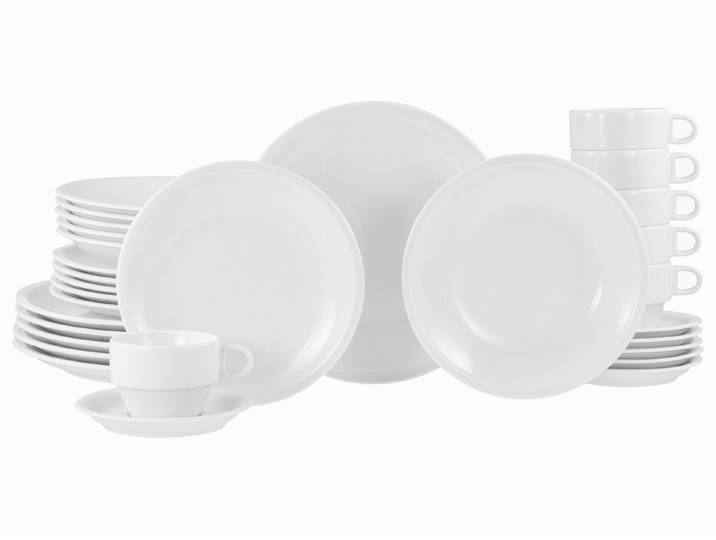 creaTable Kombiservice Milano Weiss, Service 30-tlg. (30-tlg), 6 Personen, Porzellan, Daily Use, Minimalistischer Stil