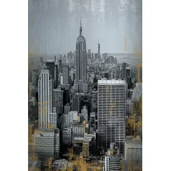 EUROART Wandbild 80 x 120 cm Skyline VII Aluminium Silber