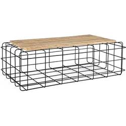 Couchtisch Trellis aus Mangoholz, modernes Design, rechteckig, natur, Gestell schwarz, 110 cm