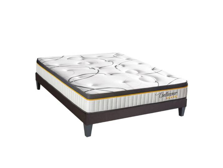 BELLECOUR LITERIE Ensemble Bellecour 3.0 160x200 cm Matelas Ressorts ensachés + Sommier Bois