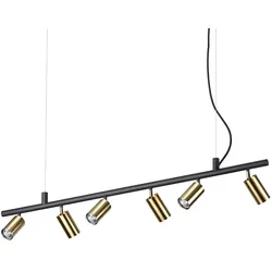Ideal Lux Pendel-/Deckenleuchte DYNAMITE SP6, inkl. 6x GU10 7W 3000K, dreh- und schwenkbar, Messing plattiert / Schwarz IDEA-244648
