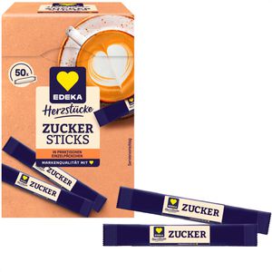 Edeka Zuckersticks Herzstücke, weißer Zucker, je 5g, 50 Stück
