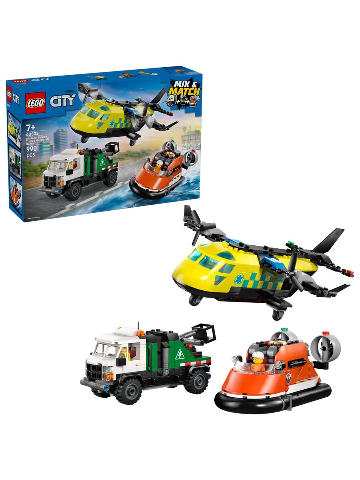 LEGO City 60505 Kombinationsset mit Flugzeug, Wartungsfahrzeug und Luftkissenboot