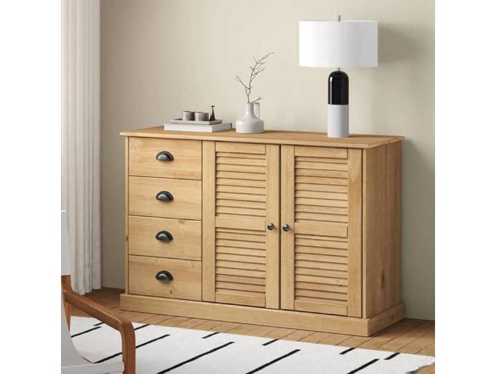 NGM - NEUF Enfilade de rangement Brun - Buffet avec tiroirs - VIGO 113x40x75cm - Bois massif de pin 776 879259016126