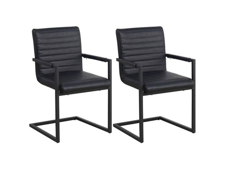 Mid.you Armlehnstuhl-Set, Schwarz, Metall, Kunststoff, Lederoptik, U-Form, 54x86x57 cm, Esszimmer, Stühle, Esszimmerstühle, Esszimmerstühle-Set