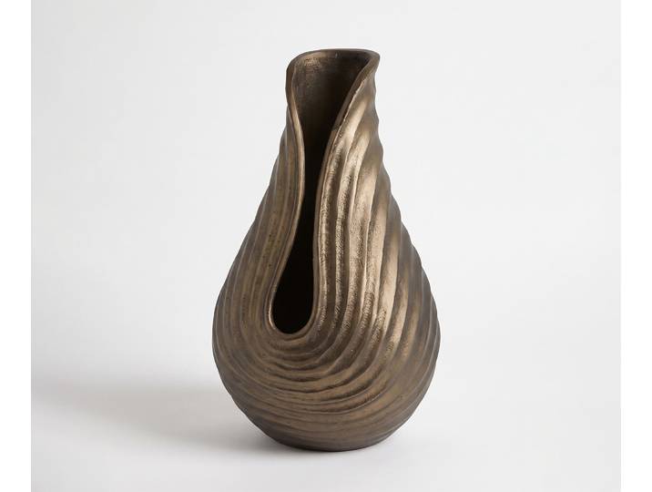 Vase Helixa B20 x T21 x H35 cm Aluminium Aurum Satin Gegossen, Wohnaccessoires