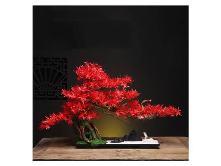 CHICKEN Künstliche Dekopflanzen Begrüßungskiefer-Bonsai-Ornamente, simulierte grüne Pflanzen, Wohnzimmer, Veranda, Weinschrank, Topf, Büro, Schreibtisch-Dekoration Künstliche Zimmerpflanzen