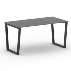 Konferenztisch PRIMO IMPRESS 160x80 cm, schwarzes Metallgestell, Graphit