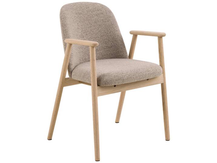 Livetastic Armlehnstuhl Leo, Beige, Holz, Eiche, massiv, rund, 55.5x80.5x57 cm, FSC Mix, Esszimmer, Stühle, Esszimmerstühle, Armlehnenstühle